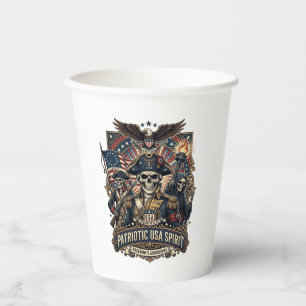 Vasos De Papel Calavera Colonial Patriótica Comandante Oscuro Pat