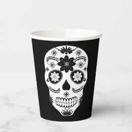 Vasos De Papel Calavera De Azúcar En México 2 Cuadros De Papel Bl