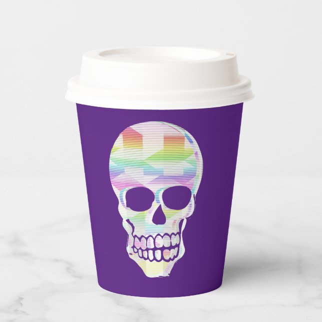 Vasos De Papel Calavera de brillo de color (Anverso)