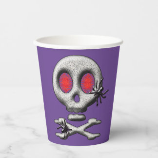 Vasos De Papel Calavera espeluznante clásica de Halloween Arañas