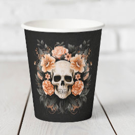 Vasos De Papel Calavera floral vintage personalizada