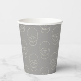 Vasos De Papel Calavera - Gris fantasma y hueso