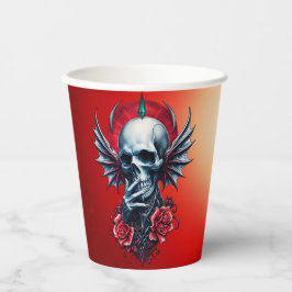 Vasos De Papel Calavera impresionante y realista con alas