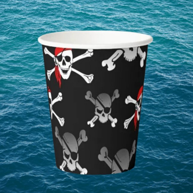Vasos De Papel Calavera n huesos   (Perfect for beverages or use these as party favors for your Pirate Party.)