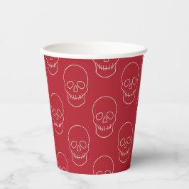 Vasos De Papel Calavera - Rojo en sangre y blanco óseo