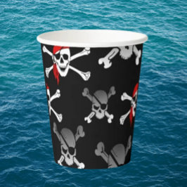 Vasos De Papel Calavera y huesos Fiesta negro Piratas Cubos de pa
