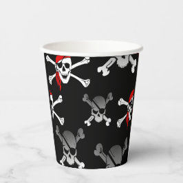 Vasos De Papel Calavera y huesos Fiesta negro Piratas Cubos de pa
