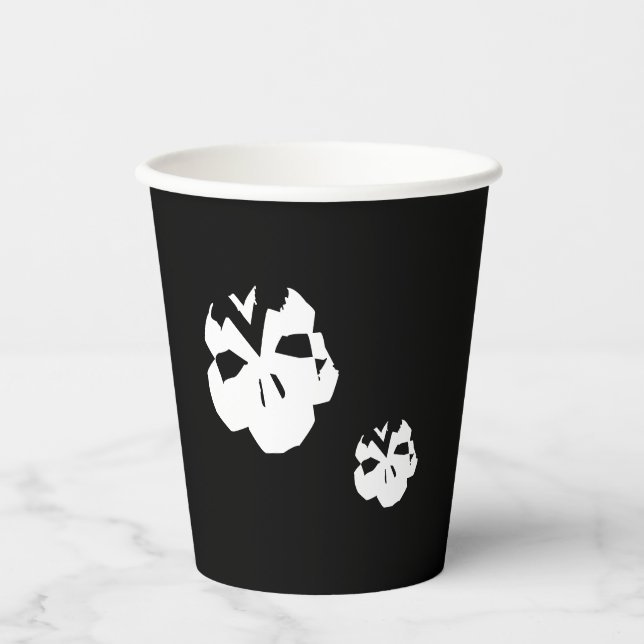Vasos De Papel Calaveras alarmistas blancas negras de Halloween (Anverso)