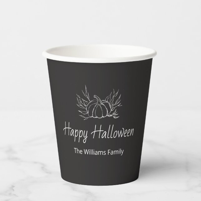 Vasos De Papel Calderón ruso Feliz Calabaza simple Halloween (Anverso)