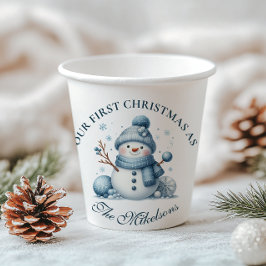 Vasos De Papel Cálida Navidad Rustica Azul