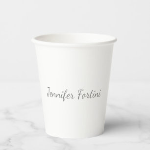 Vasos De Papel Caligrafía Elegante Negro y Blanco Sencillo Simple