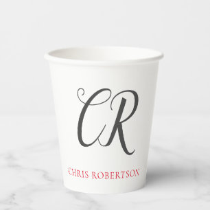 Vasos De Papel Caligrafía Monograma Nombre Regalo Personalizado G