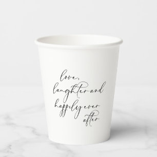 Vasos De Papel Calligrafía Amar la risa feliz siempre después