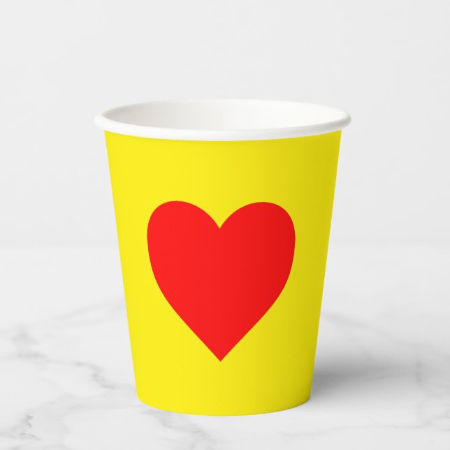 Vasos De Papel Calor del corazón rojo Amarillo (Anverso)