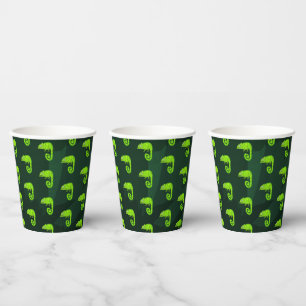 Vasos De Papel Camaleón lindo verde