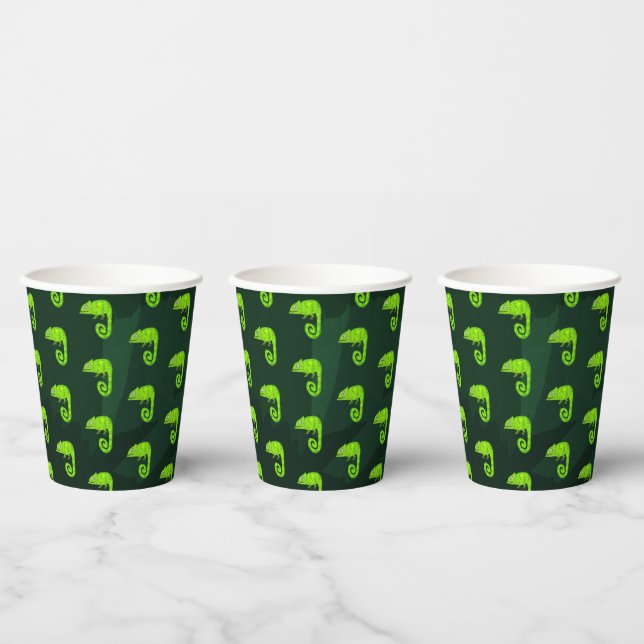 Vasos De Papel Camaleón lindo verde (Multi)