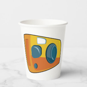 Vasos De Papel Cámara Retro Amarilla de Punta y Disparo de Pelícu
