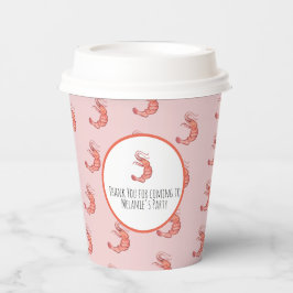 Vasos De Papel Camarón Mano Acuarela Mariscos Cangrejo Rosa