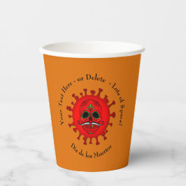 Vasos De Papel Cambiar CUALQUIER Texto Dia de los Muertos Rojo - 