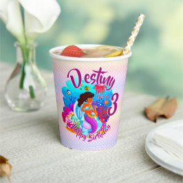Vasos De Papel Cambiar el nombre de la edad de la sirena fiesta d