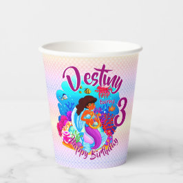 Vasos De Papel Cambiar el nombre de la edad de la sirena fiesta d