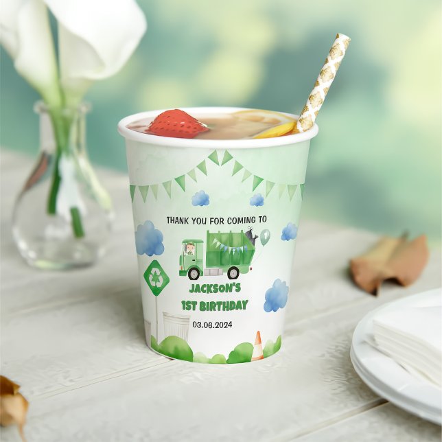 Vasos De Papel Camión basura de basura Fiesta de cumpleaños 1 (Subido por el creador)