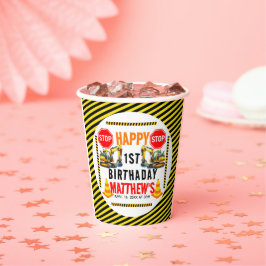 Vasos De Papel Camión basurero de construcción Fiesta de cumpleañ