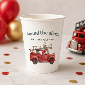 Vasos De Papel Camión de Bomberos Cumpleaños Sonar la Alarma