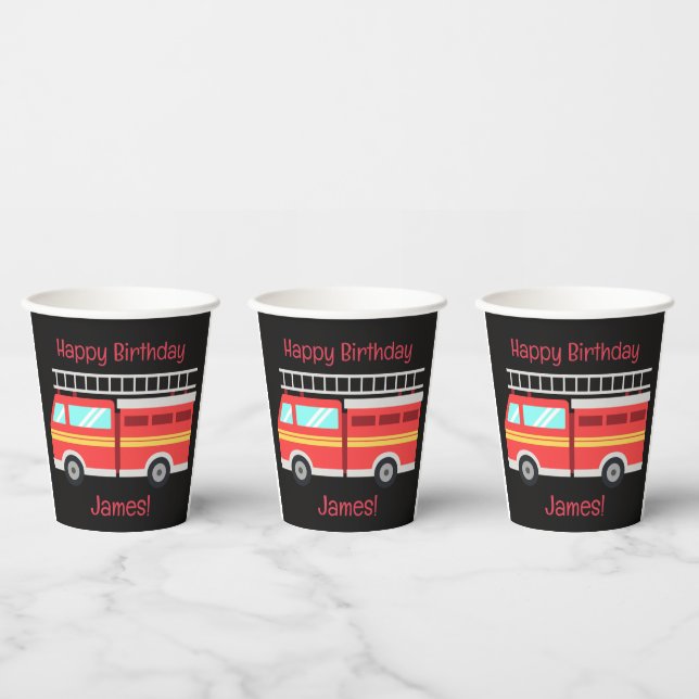 Vasos De Papel Camión de bomberos personalizado (Multi)