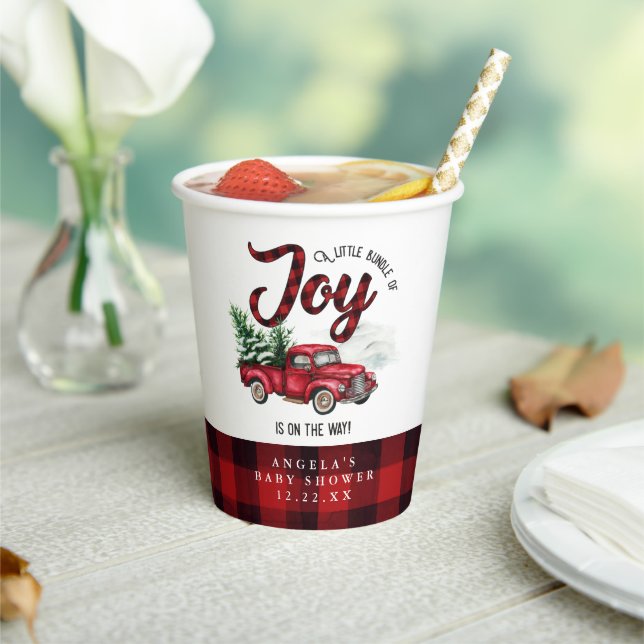 Vasos De Papel Camión de camionetas de Navidades rojos para diver (in situ)