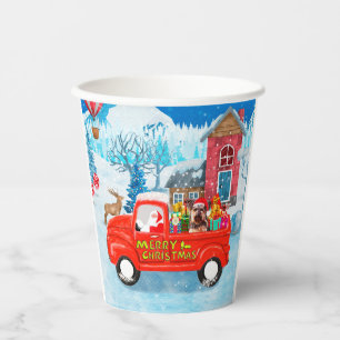 Vasos De Papel Camión de entrega de Navidades de Perro Terrier de
