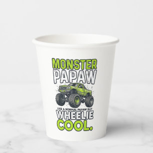 Vasos De Papel Camión Monstruo Papá Wheelie Genial Divertido Dise