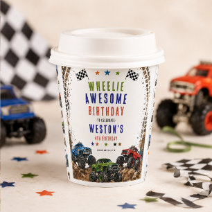 Vasos De Papel Camión monstruo Wheelie Awesome para niño de 4 año