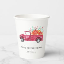 Camión Rojo Feliz Día de Acción de Gracias Caída C