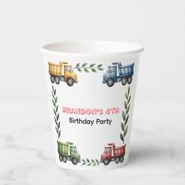 Vasos De Papel Camiones de basurero coloridos en cuarto lugar. Fi