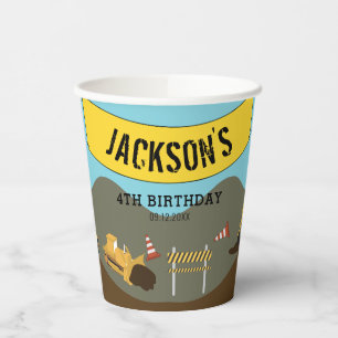 Vasos De Papel Camiones de construcción Fiesta de cumpleaños temá