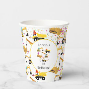 Vasos De Papel Camiones De Construcción Personalizados Fiesta Cum