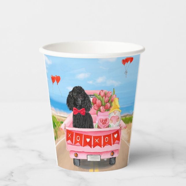 Vasos De Papel Camiones de El día de San Valentín de perro de per (Anverso)