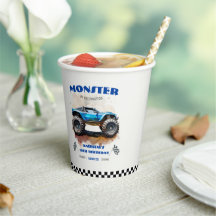 Camioneta Monstruo Acuarela Moderna Cumpleaños Niñ