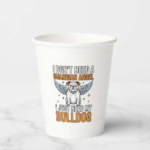 Vasos De Papel Camiseta Ángel de la Guarda Bulldog Amante de Perr