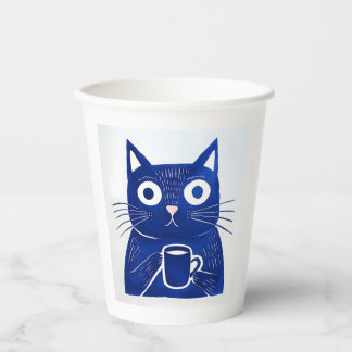 Vasos De Papel Camiseta azul Cat
