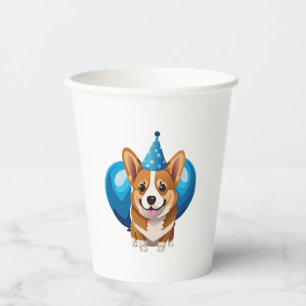 Vasos De Papel Camiseta Clásica de Cachorro Azul (1)