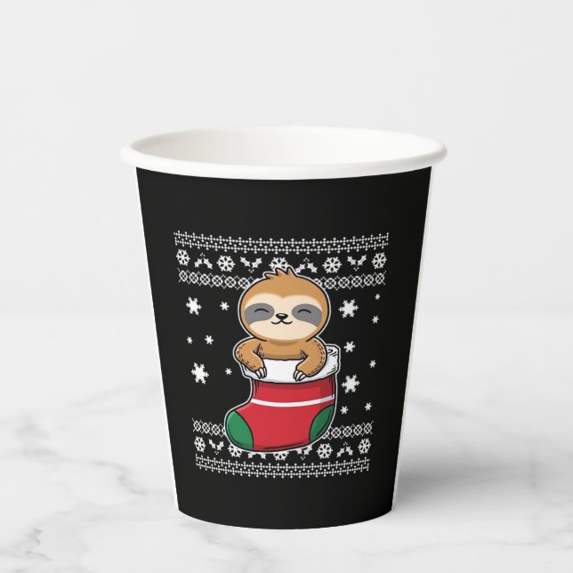 Vasos De Papel Camiseta Clásica Sloth navidades (Anverso)