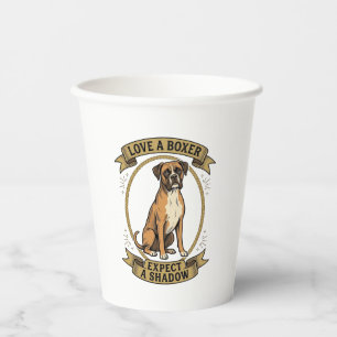 Vasos De Papel Camiseta de Amante de Perro Boxer Grabado Vintage 