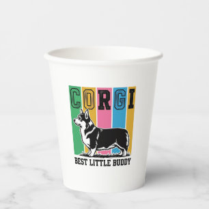 Vasos De Papel Camiseta de amor Corgi Grabado Vintage Silueta de 
