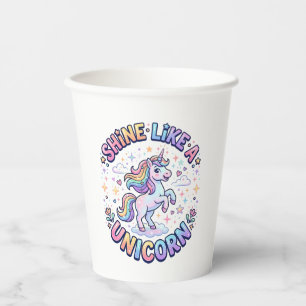 Vasos De Papel Camiseta de diseño gráfico de unicornio brilla com