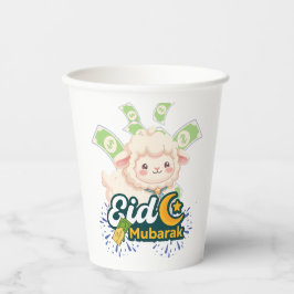 Vasos De Papel Camiseta de Eid Mubarak de oveja colorida linda pa