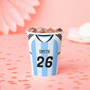Vasos De Papel Camiseta de fútbol de Argentina con nombre y númer