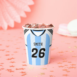 Vasos De Papel Camiseta de fútbol de Argentina con nombre y númer