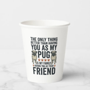 Vasos De Papel Camiseta de grabado vintage amigo familia Pug dive